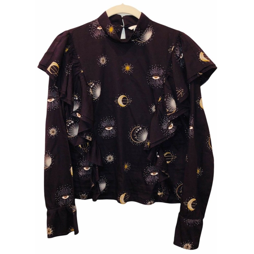 H&M Purple Celestial Constellation Print Blouse